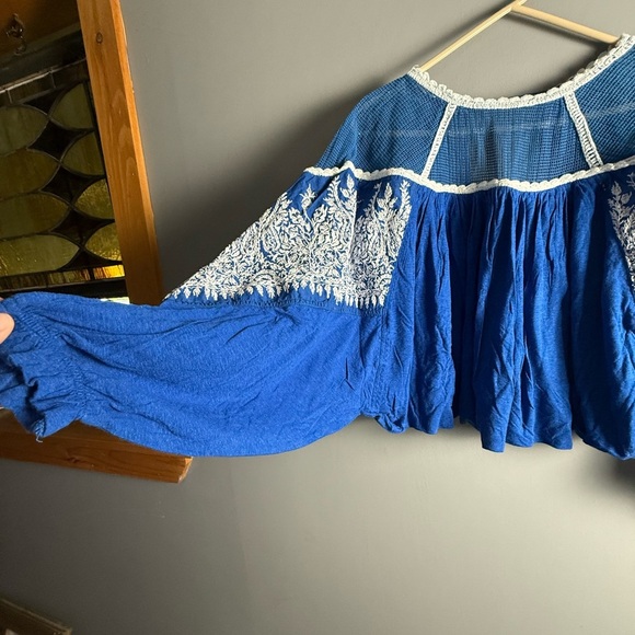 Free People Carly Embroidered Blouse Size S MSRP: $128.00 - Picture 5 of 11